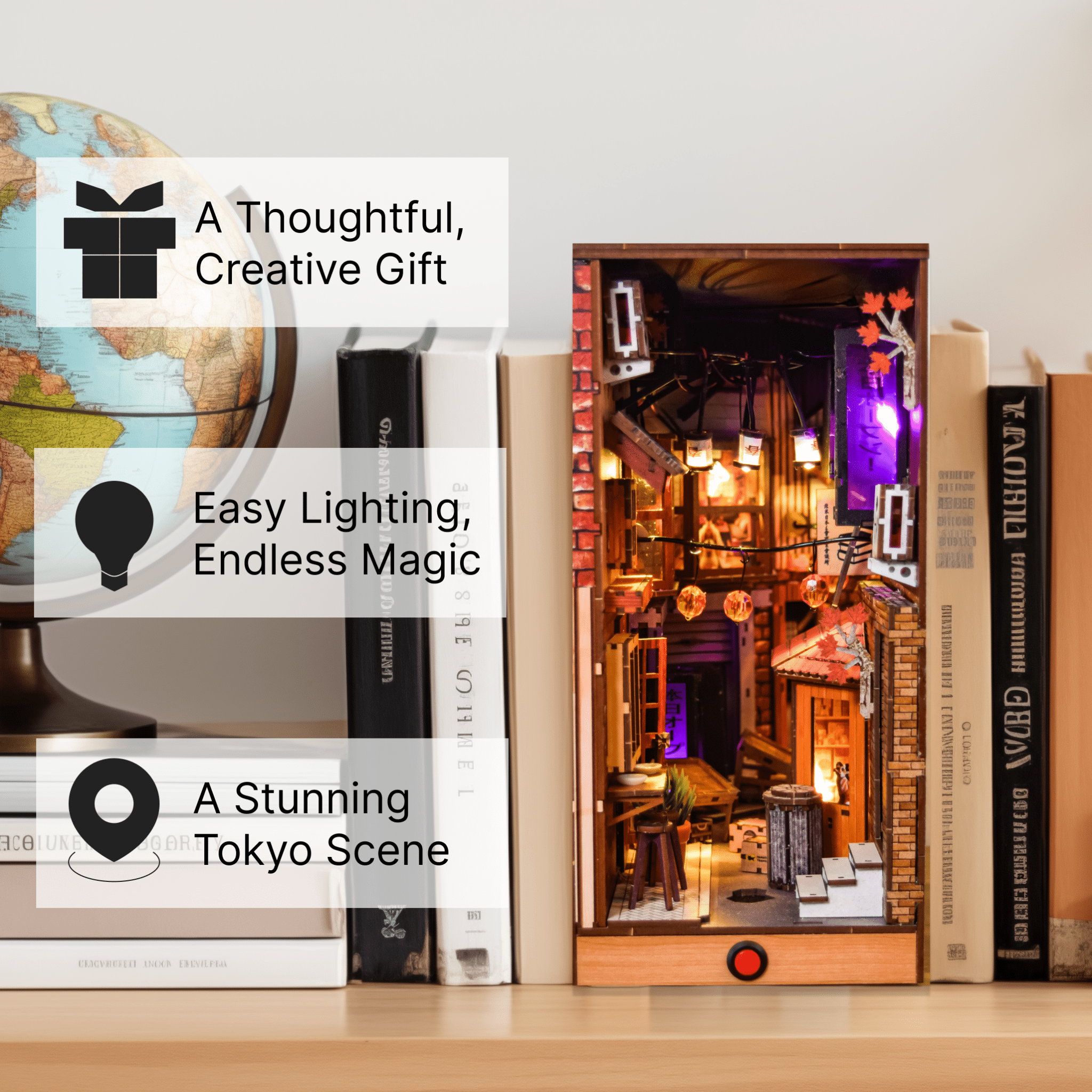 Tokyo Alley Book Nook DIY 3D Kit - Bookshelf Memories - DIY Booknook